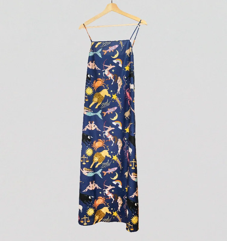 long - sleeve women lounge dress for cooler daysConstellations cotton slip dress