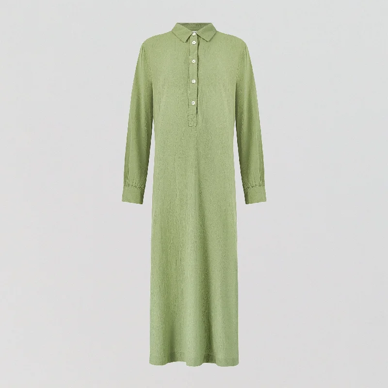 women lounge dress with a bohemian style for a free - spirited lookFloor length relaxed fit nightshirt [Sage]